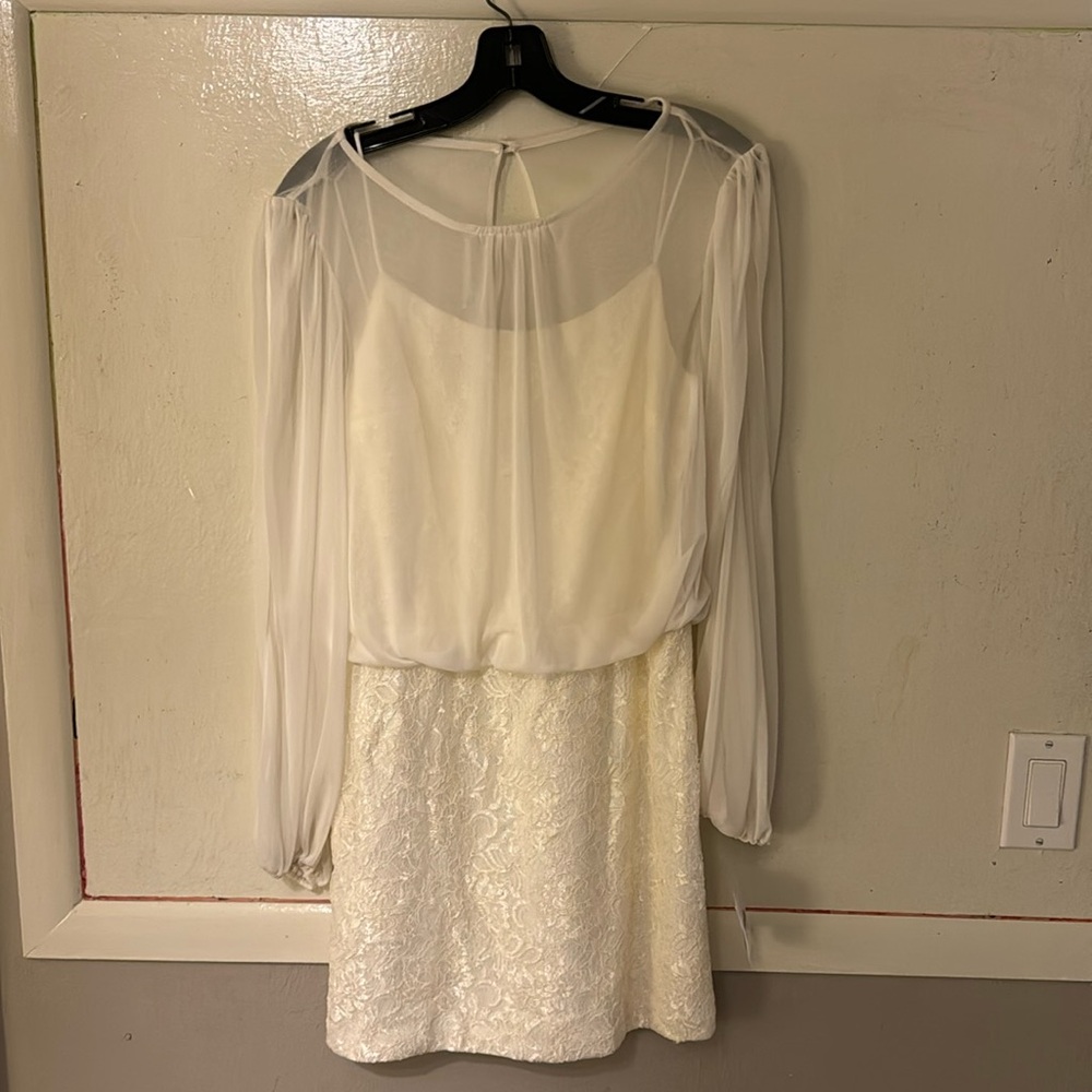 XSCAPE by Joanna Chen cream white cocktails dress